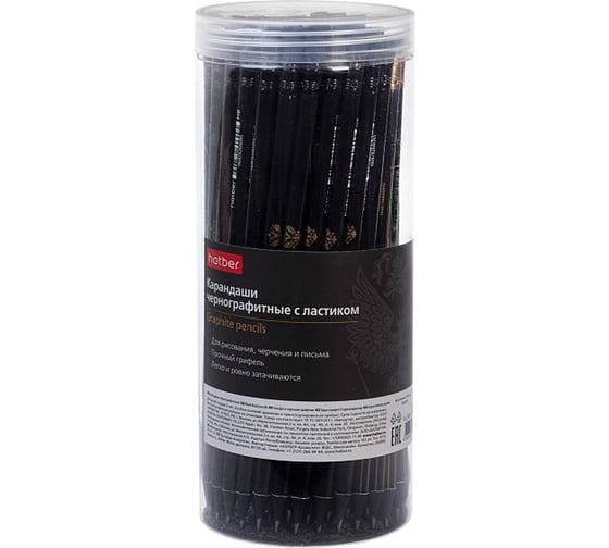 Карандаш чернографитный Hatber -Символы России- круглый корпус черн.дер 092652 1