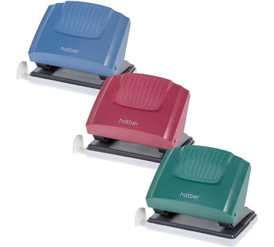 Дырокол Hatber Energy пластиковый, 20л, с линейкой Ассорти, 12шт. в уп 085969 1