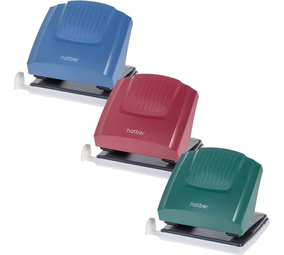 Дырокол Hatber Energy пластиковый, 30л, с линейкой Ассорти, 12шт. в уп 085971 1