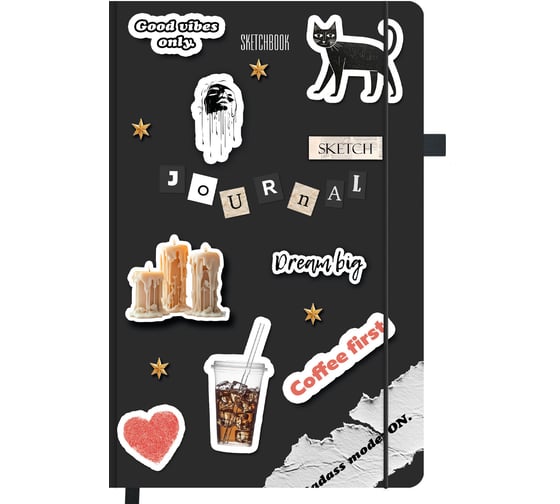 Скетчбук BRAUBERG слоновая кость, 140г/м, 130х210мм, 80л, софт-тач, резинка, ART, For you, 117772