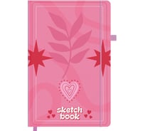 Скетчбук BRAUBERG белая бумага, 140г/м, 130х210мм, 80л, софт-тач, резинка, ART, Pink mood, 117779