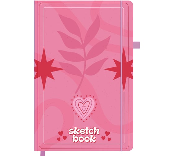 Скетчбук BRAUBERG белая бумага, 140г/м, 130х210мм, 80л, софт-тач, резинка, ART, Pink mood, 117779