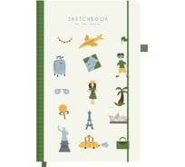 Скетчбук BRAUBERG слоновая кость, 140г/м, 130х210мм, 80л, софт-тач, резинка, ART, Traveler, 117775