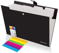 Папка-органайзер на кнопке BRAUBERG Extra 5 отделений, А4, черная с белым, 274094