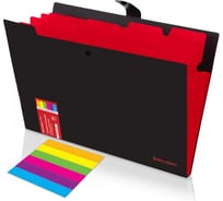 Папка-органайзер на кнопке BRAUBERG Extra 5 отделений, А4, черная с красным, 274095