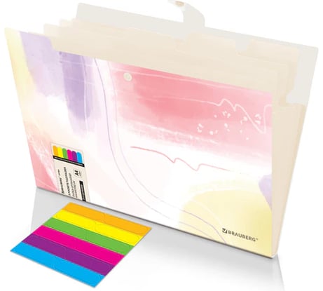 Папка-органайзер BRAUBERG на кнопке 5 отделений, Extra, А4, пастельные узоры, 274100