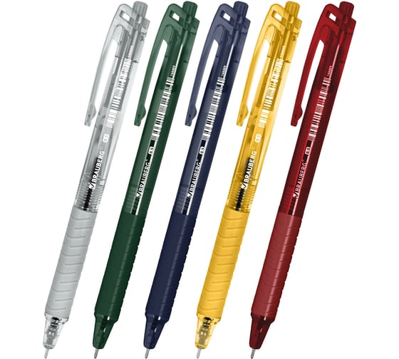 Ручка шариковая автоматическая BRAUBERG с грипом CLASSIC DARK COLOR, СИНЯЯ, узел 0,5 мм, КОМПЛЕКТ 24 шт., 144469