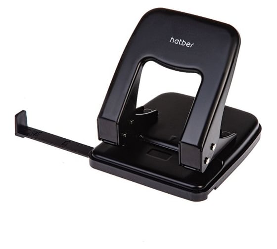 Дырокол Hatber Record металлический, 40л с линейкой, черный, 1шт. в уп 092225 1