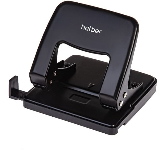 Дырокол Hatber Record металлический, 25л с линейкой, черный, 6шт. в уп 092224 1