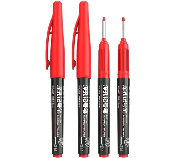 Маркер перманентный DELI SK212, красный, удлиненный наконечник для труднодоступных мест, 2,8 мм, быстросохнущие водостойкие чернила, SK212RED 1