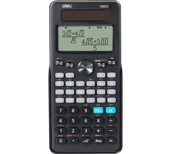 Калькулятор научный DELI ED252PR, 252 функции, 5 режимов вычисления, 10+2 разряда, 172,3 x 82,5 x 17,4 мм, двойное питание, черный ED82ES