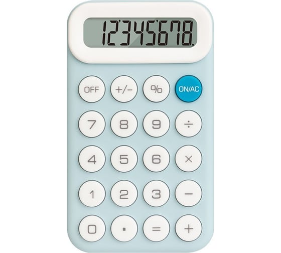 Калькулятор карманный Deli EM10, 8 разрядов, питание от батарейки, 110*64*13, 7мм, пластик, пастельный голубой, EM10-BL