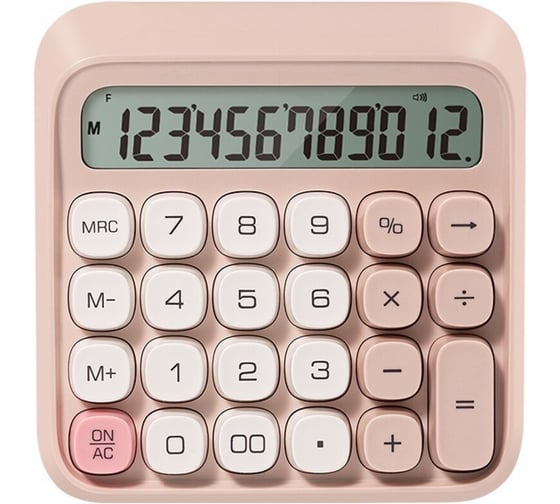 Калькулятор настольный Deli EM36, 12 разрядов, питание от батарейки, 130*133*27мм, пластик, розовый EM36-PK
