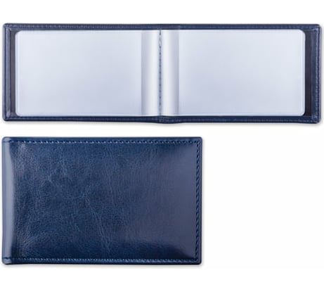 Однорядная визитница BRAUBERG Imperial на 20 визиток, под гладкую кожу, темно-синяя 232060