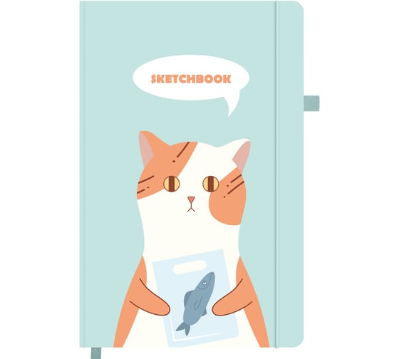 Бизнес-блокнот FUNSTER Котик слоновая кость 140г/м 130х210мм, 80л, софт-тач, резинка, наклейки 117783