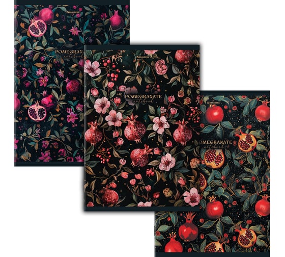 Бизнес-тетрадь BRAUBERG ДЭК А4, 96л, 3 шт. скоба, клетка, глянцевый лак, Гранаты, 404895