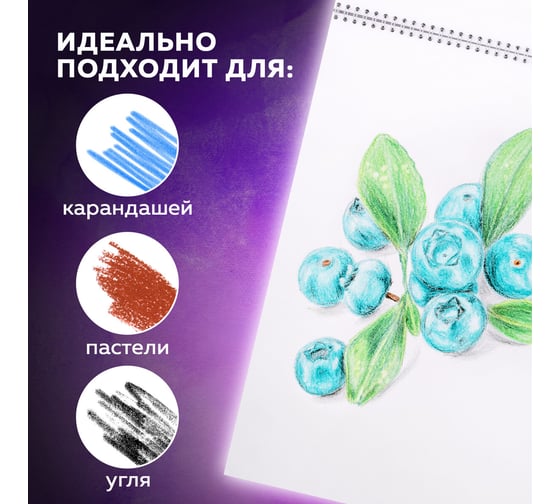 Скетчбук BRAUBERG белая бумага 100 г/м2, 145х205 мм, 50 листов, гребень, жёсткая подложка 110987