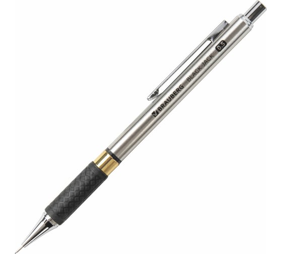 Механический карандаш BRAUBERG Black Jack металлический корпус, резиновый грип, ластик, 0,5 мм 180463