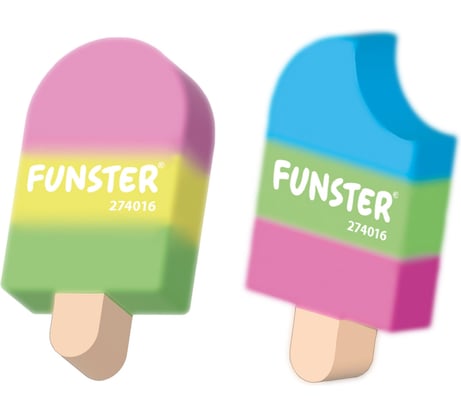 Ластик фигурный FUNSTER (ФАНСТЕР) 2 штуки, ассорти, экологичный ПВХ, блистер, 274016