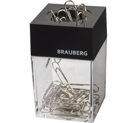 Магнитная скрепочница BRAUBERG с 30 скрепками, прозрачный 225189