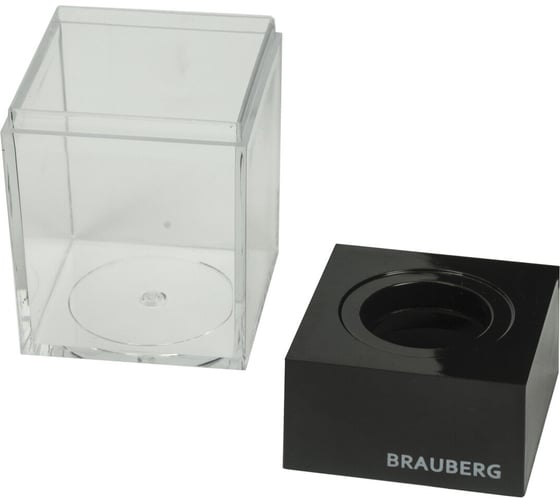 Магнитная скрепочница BRAUBERG с 30 скрепками, прозрачный 225189