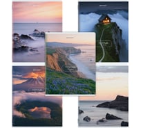 Бизнес-тетради BRAUBERG ДЭК А5, 96л, 5 шт. скоба, клетка, глянцевый лак, Пейзаж, 404984