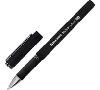 Ручка гелевая BRAUBERG с грипом BLACK VIVID, ЧЕРНАЯ, КОМПЛЕКТ 12 шт., узел 0,5мм, линия 0,35мм, 144541