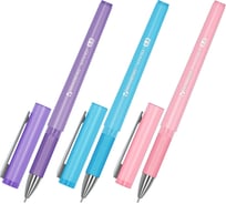 Ручки гелевые BRAUBERG с грипом VIVID PASTEL, СИНИЕ, НАБОР 3 ШТ, узел 0,5мм, линия 0,35мм, 144540