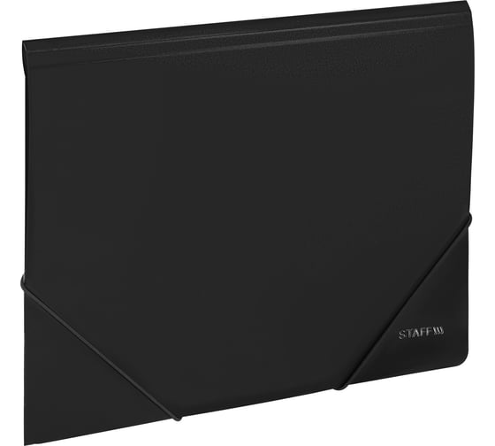 Папка на резинках STAFF большого формата A3, черная, до 300 листов, 0,7 мм, , 274000