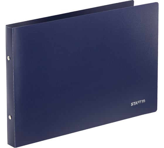 Папка на 2 кольцах STAFF горизонтальная, А4, 25 мм, до 170 листов, синяя, 0,5 мм, , 274001