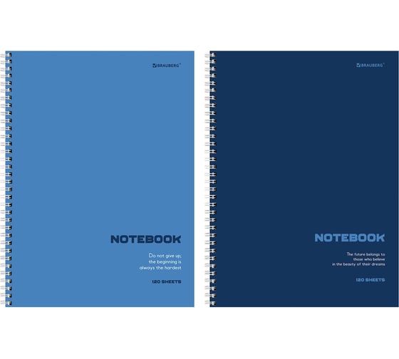 Бизнес-тетрадь BRAUBERG А4, 120л, гребень, клетка, матовая ламинация, Классика Blue, 405643