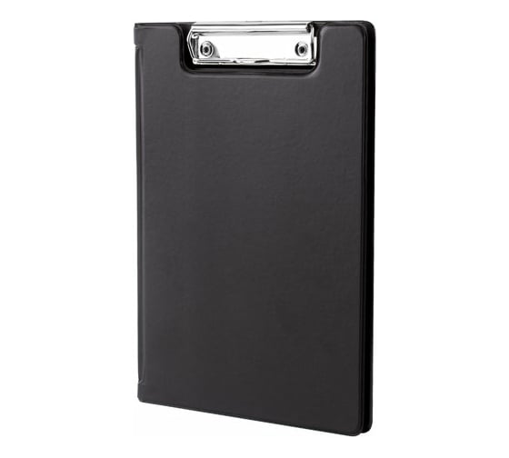 Папка-планшет BRAUBERG 180 х255 мм А5, с прижимом и крышкой, картон/ПВХ, черная 227980