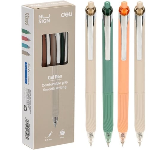 Гелевая ручка Deli 0.7мм, синий, 8шт ENS666-BL