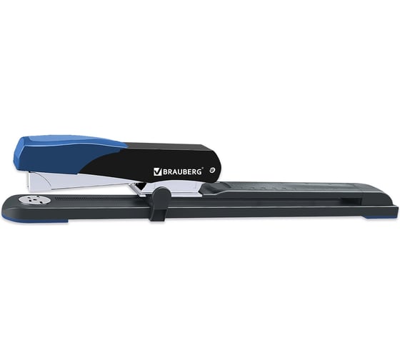Степлер брошюровочный усиленный BRAUBERG до 45 листов, №24/6, №26/6 EXTRA, черно-синий, 274241