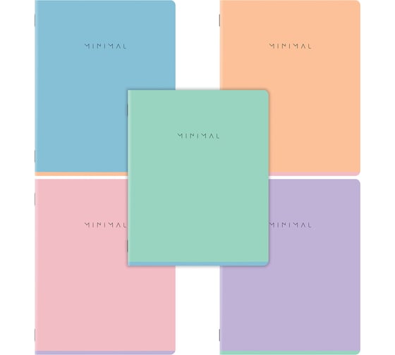 Тетради BRAUBERG ДЭК А5 96л. КОМПЛЕКТ 5 шт. скоба, клетка, матовая ламинация, Minimal Pastel 404977