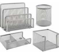 Настольный набор BRAUBERG Germanium из металла, 4 предмета, серебристый 231965