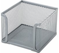 Металлическая подставка для бумажного блока BRAUBERG Germanium 78x105x105 мм, серебристая 231945