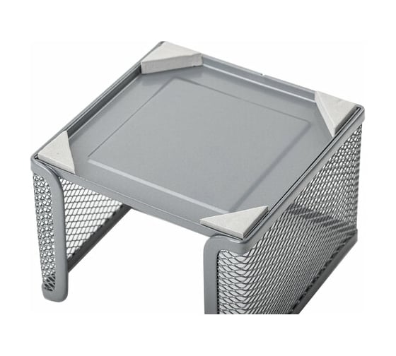 Металлическая подставка для бумажного блока BRAUBERG Germanium 78x105x105 мм, серебристая 231945