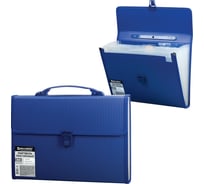 Пластиковый портфель BRAUBERG А4 332x245x35 мм, 13 отделений, с окантовкой, индексные ярлыки, синий 221379
