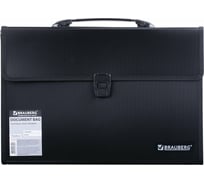 Пластиковый портфель BRAUBERG А4+ 390х260х40 мм, фактура линейная, черный 221389
