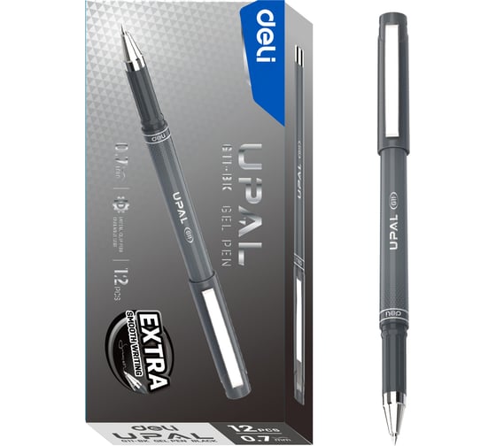 Ручка гелевая Deli Upal 0. 7мм черные чернила (12шт) EG11-BK