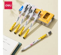 Ручка гелевая Deli игольчатый наконечник 0. 5 мм пластиковый клип чернила черные (12шт) EG81-BK