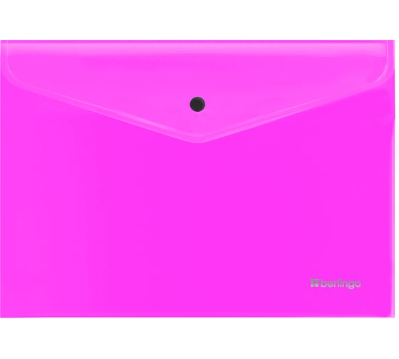 Папка-конверт на кнопке Berlingo Neon А4, 200мкм, прозрачная розовый, EFbA4391 EFb_A4391