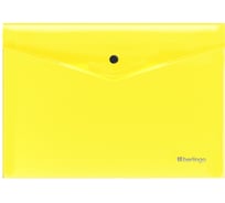 Папка-конверт на кнопке Berlingo Neon А4, 200мкм, прозрачная желтый, EFbA4390 EFb_A4390