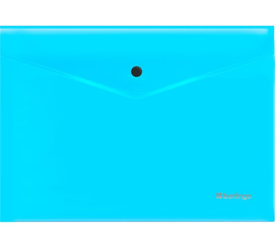 Папка-конверт на кнопке Berlingo Neon А4, 200мкм, прозрачная голубой, EFbA4393 EFb_A4393