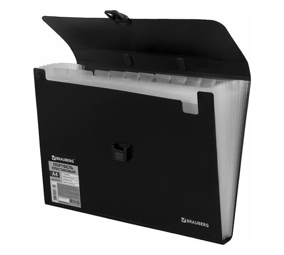 Пластиковый портфель BRAUBERG А4 332x245x35 мм, 13 отделений, индексные ярлыки, фактура диагональ 221375