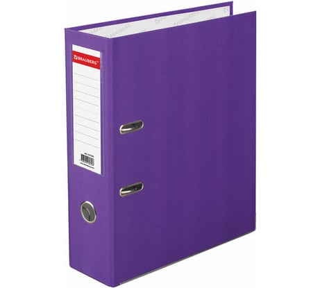 Папка-регистратор BRAUBERG с покрытием из ПВХ, 80 мм, с уголком, фиолетовая удвоенный срок службы 227200