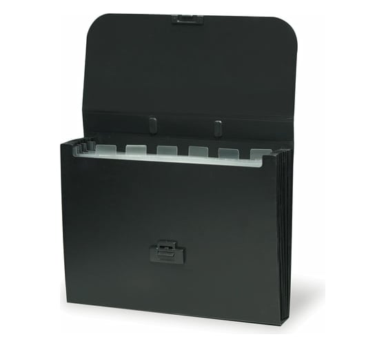 Пластиковый портфель BRAUBERG Energy А4 330x256x32 мм, 7 отделений, индексные ярлыки, черный 221204