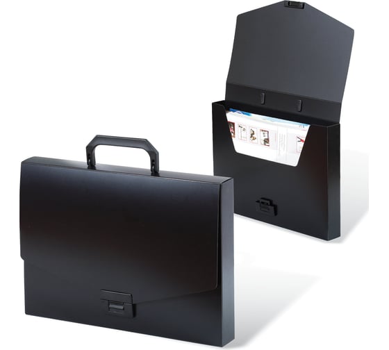 Пластиковый портфель BRAUBERG Energy А4 330х256х32 мм, без отделений, черный 221202