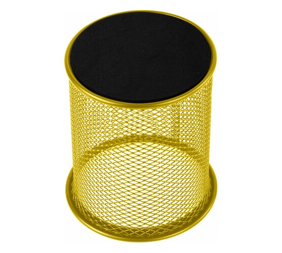 Подставка-органайзер BRAUBERG Germanium металлическая, круглое основание,100x89 мм, желтая 231980